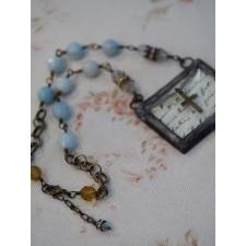 Beveled glass  framed white party Necklace